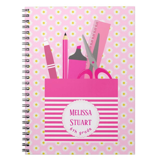 Cuaderno Portátil de fotos espirales de estrellas de niñas  (Frente)