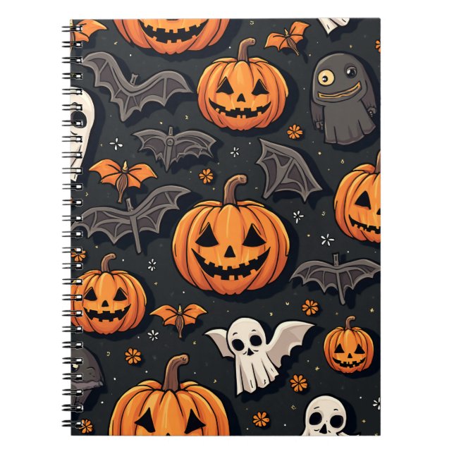 Cuaderno Portátil de fotos espirales de Halloween (Frente)