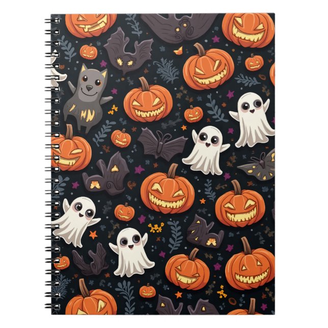 Cuaderno Portátil de fotos espirales de Halloween (Frente)