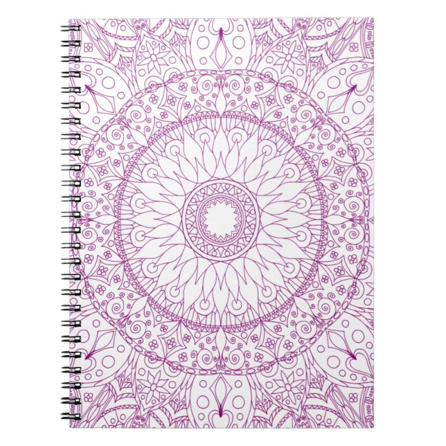 Cuaderno Portátil de fotos espirales de Mandala morada (Frente)