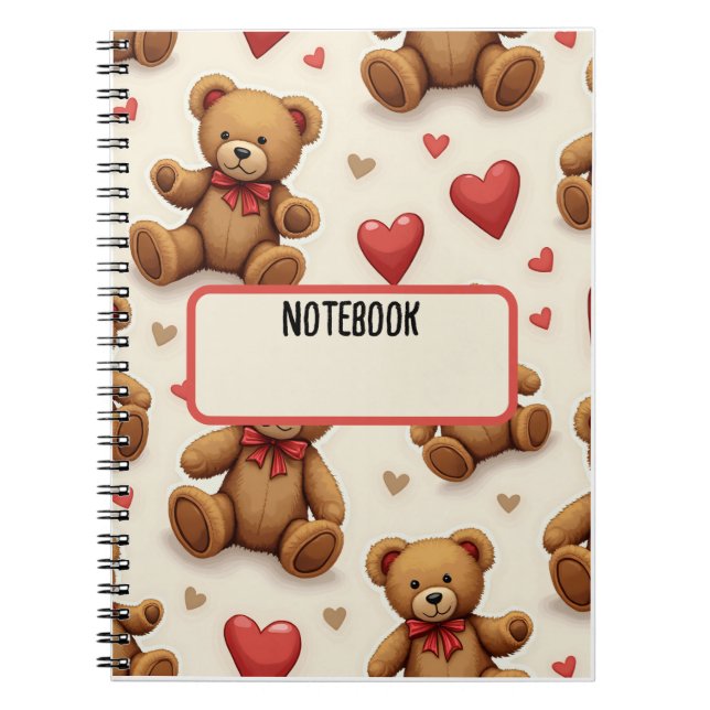 Cuaderno Portátil de fotos espirales de oso de peluche (Frente)