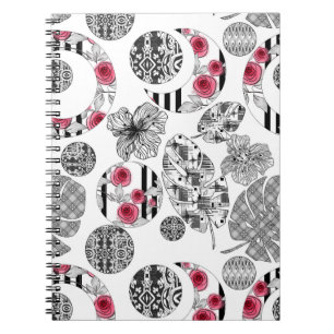 Cuaderno Portátil de fotos espirales, rojo y negro, acolcha