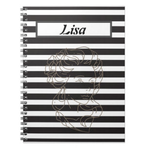 Cuaderno Portátil de franja blanca y negra