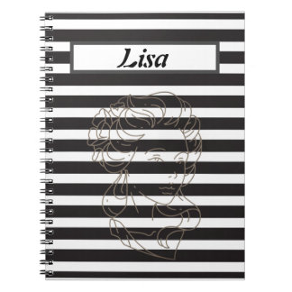 Cuaderno Portátil de franja blanca y negra
