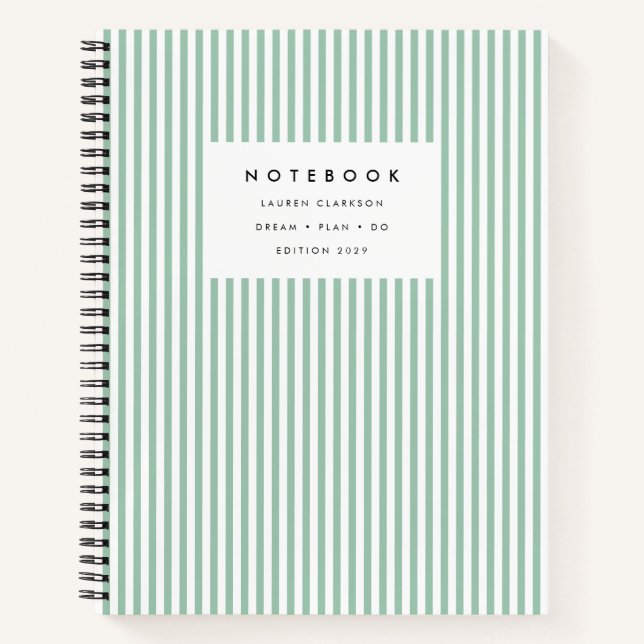 Cuaderno Portátil de franja vertical verde claro (Anverso)