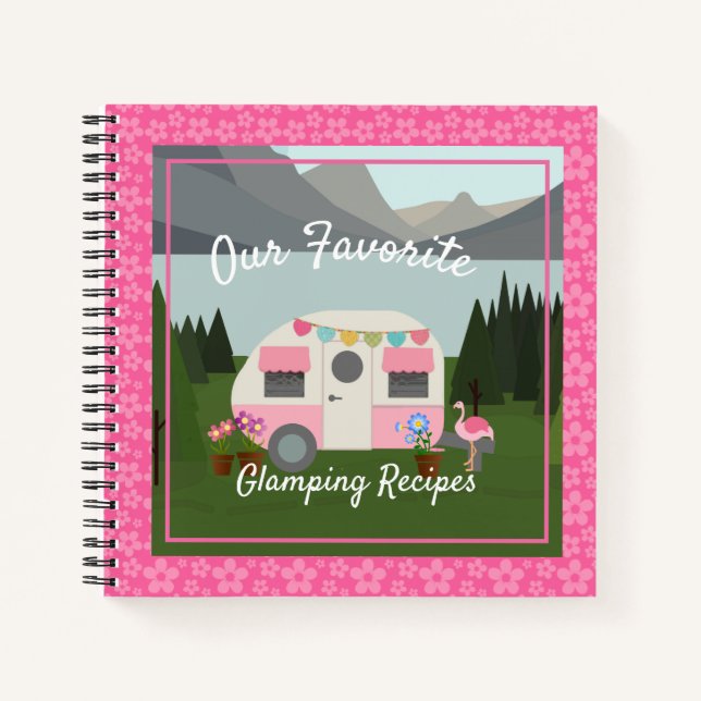 Cuaderno Portátil de glamur retro rosado (Anverso)