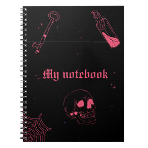 Cuaderno Portátil de Gótico neón - Diario rosa y negro