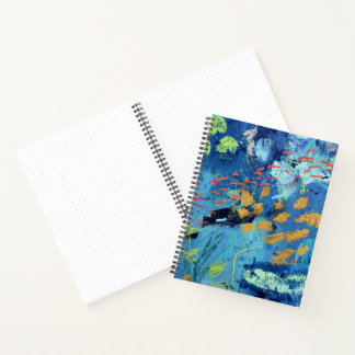 Cuaderno Portátil de gran espiral en diseño de pez negro