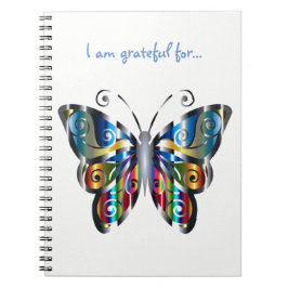 Cuaderno Portátil de Gratitud de Mariposa Metálica