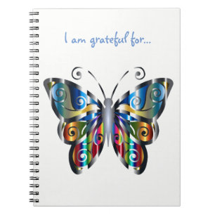 Cuaderno Portátil de Gratitud de Mariposa Metálica
