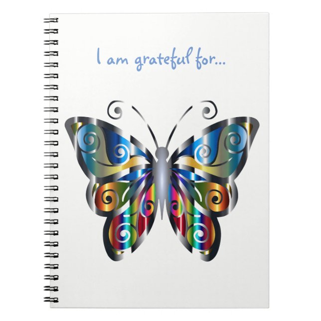 Cuaderno Portátil de Gratitud de Mariposa Metálica (Frente)