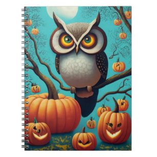 Cuaderno Portátil de Halloween con lechuzas y calabazas