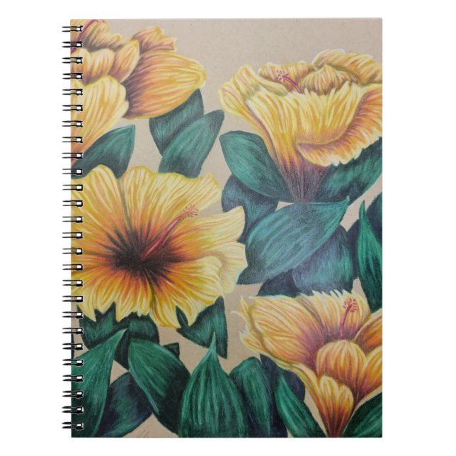 Cuaderno Portátil de hibiscos amarillos (Frente)