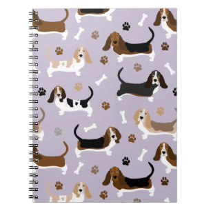 Cuaderno Portátil de Huesos y Papas de Perro Basset Hound