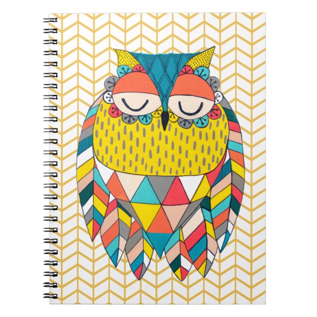 Cuaderno Portátil de Ilustracion de búho moderno tribal azt (Frente)