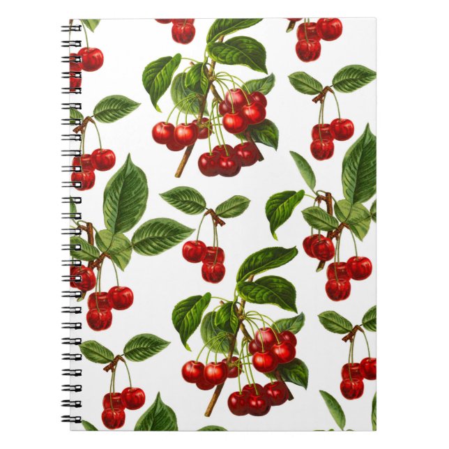 Cuaderno Portátil de impresión botánica de cerezo profundo (Frente)