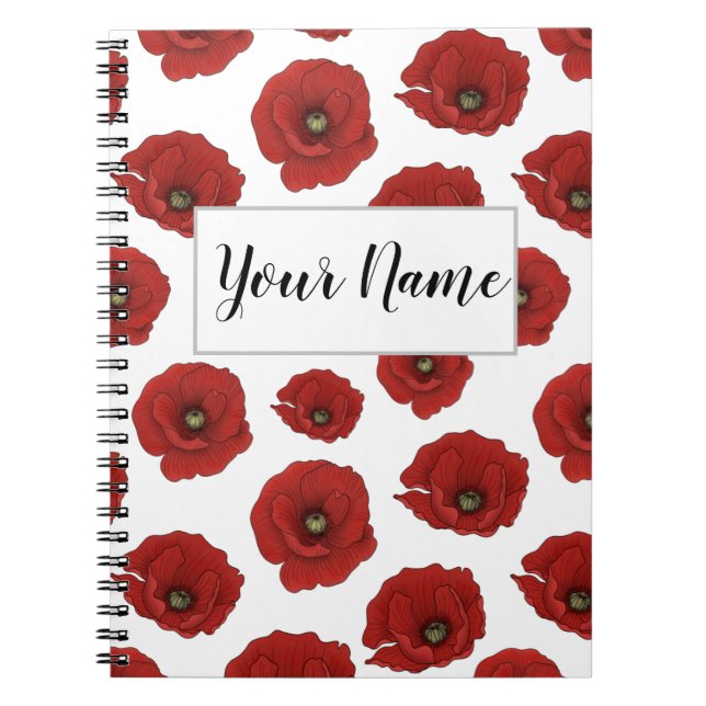 Cuaderno Portátil de impresión de amapola personalizado (Frente)