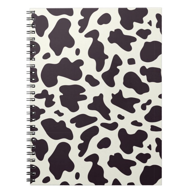 Cuaderno Portátil de impresión de patrón de vaca blanco y n (Frente)