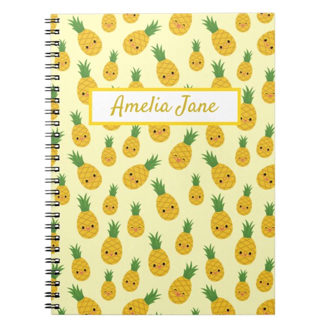 Cuaderno Portátil de impresión de piña de personalizable (Frente)