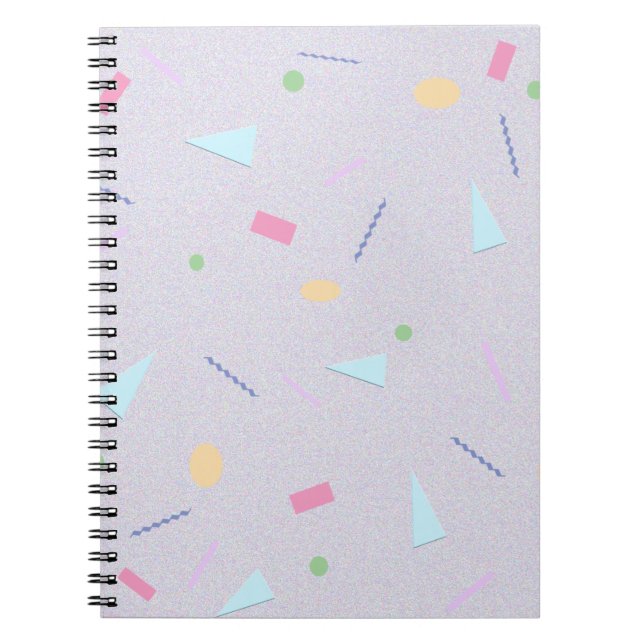 Cuaderno Portátil de impresión geométrica Pale Purple 80s (Frente)