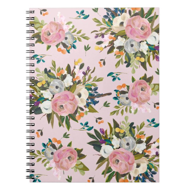 Cuaderno Portátil de jardín floral rosa de bonito (Frente)