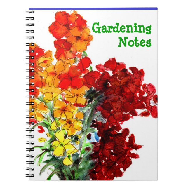 Cuaderno Portátil de jardinería Scarlet y Naranja Wallflowe (Frente)