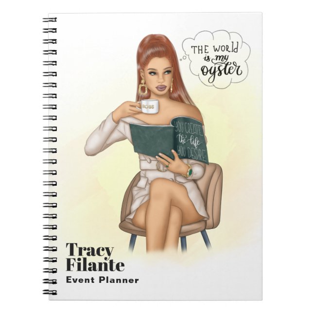 Cuaderno Portátil de jefe de café de Moda Glam (Frente)