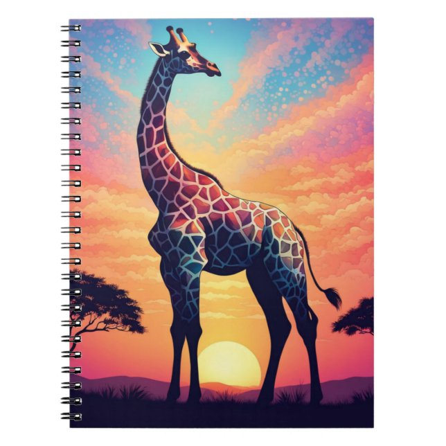 Cuaderno Portátil de jirafa de Serenity Sunset (Frente)