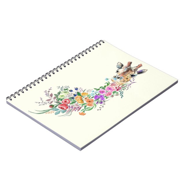 Cuaderno Portátil de jirafa floral (Lado Izquierdo)