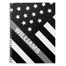 Cuaderno Portátil de la bandera gris negra del responsable 
