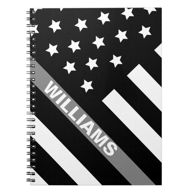 Cuaderno Portátil de la bandera gris negra del responsable  (Frente)