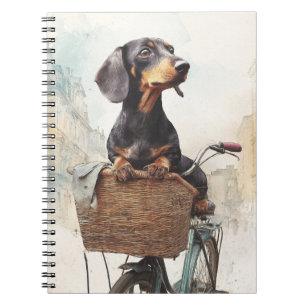 Cuaderno Portátil de la cesta de bicicletas Dachshund