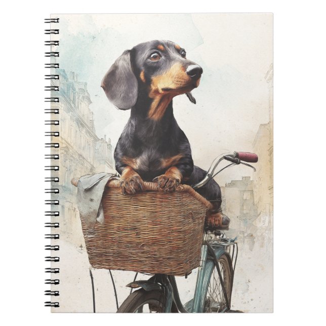 Cuaderno Portátil de la cesta de bicicletas Dachshund (Frente)