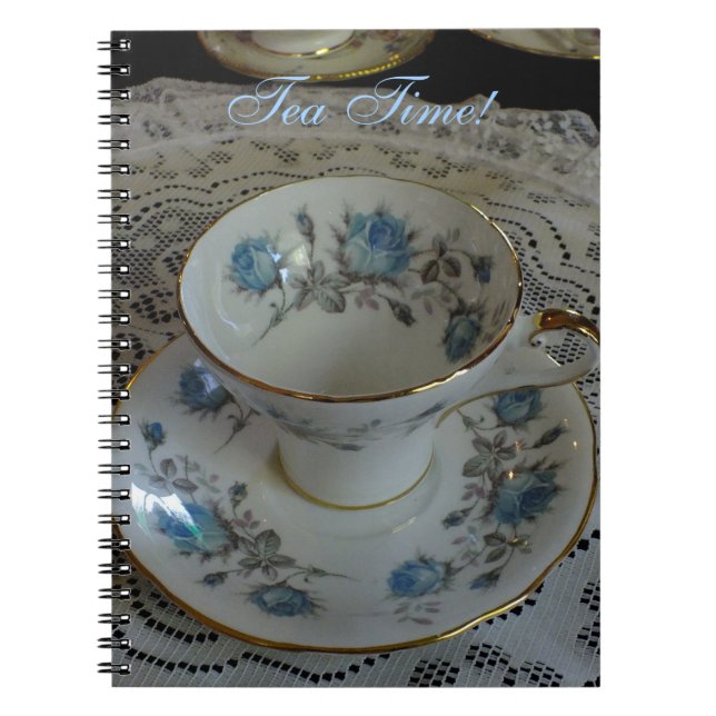 Cuaderno Portátil de la Copa de Té de Aynsley azul de la ép (Frente)