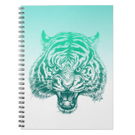 Cuaderno Portátil de la Escuela de Tigres Verdes Verde azul