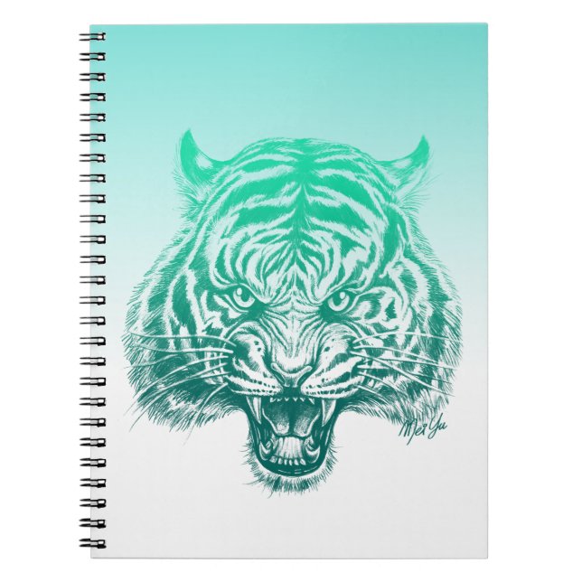 Cuaderno Portátil de la Escuela de Tigres Verdes Verde azul (Frente)