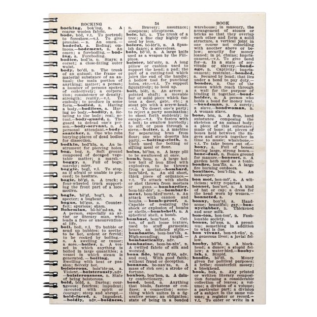 Cuaderno Portátil de la página del diccionario de época de  (Frente)