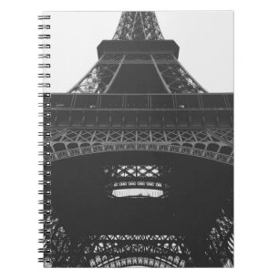 Cuaderno Portátil de la Torre Eiffel Blanco y Negro