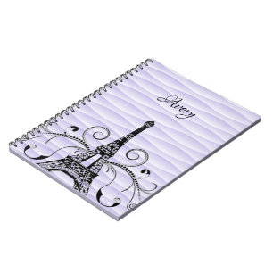 Cuaderno Portátil de la Torre Eiffel Púrpura