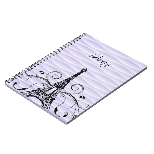 Cuaderno Portátil de la Torre Eiffel Púrpura (Lado Izquierdo)