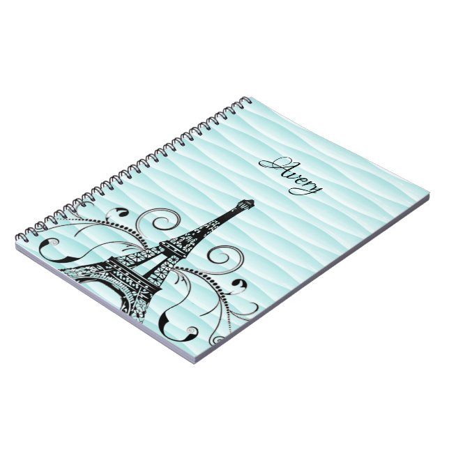 Cuaderno Portátil de la Torre Eiffel verde azulada (Lado Izquierdo)