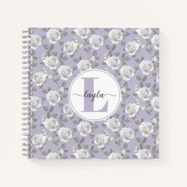 Cuaderno Portátil de lavadora monograma de jardín Rosa