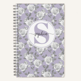 Cuaderno Portátil de lavadora monograma de jardín Rosa