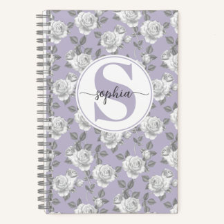 Cuaderno Portátil de lavadora monograma de jardín Rosa