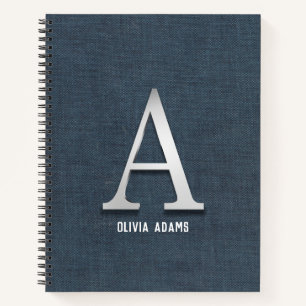 Cuaderno Portátil de lienzo inicial plateado
