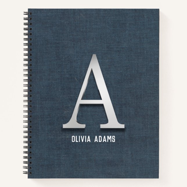 Cuaderno Portátil de lienzo inicial plateado (Anverso)