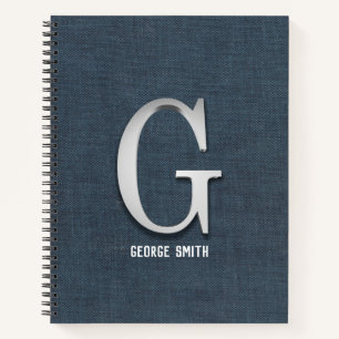 Cuaderno Portátil de lienzo inicial plateado