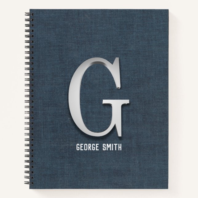 Cuaderno Portátil de lienzo inicial plateado (Anverso)