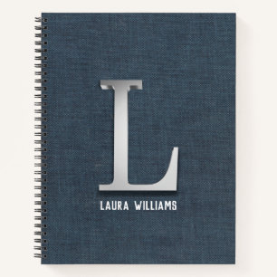 Cuaderno Portátil de lienzo inicial plateado