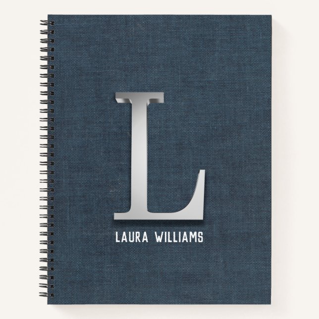 Cuaderno Portátil de lienzo inicial plateado (Anverso)